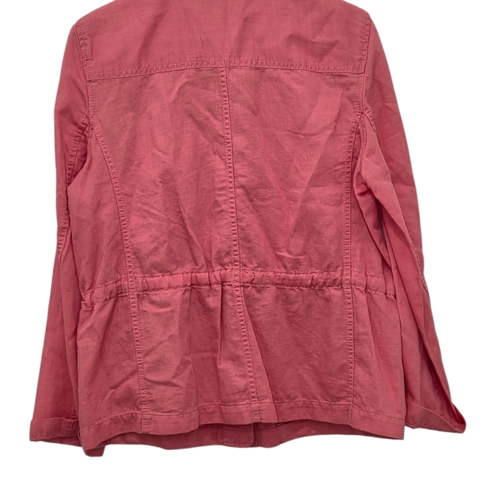 TALBOTS Linen Blend Utility Jacket in Washed Salmon Size Medium Womens Full Zip - Picture 3 of 16